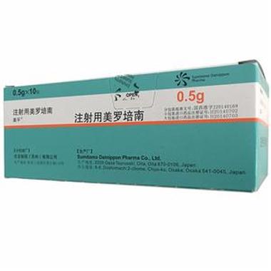 【美平】注射用美罗培南   购买药店北京美信康年大药房价格¥1760.00 适应症临床上主要适用于敏感菌引起的下列感染：1.呼吸系统感染，如慢性支气管炎、肺炎、肺脓疡、脓胸等。2.腹内感染，如胆囊炎、胆管炎、肝脓疡、腹膜炎等。3.泌尿、生殖系统感染，如肾盂肾炎、复杂性膀胱炎、子宫附件炎、子宫内感染、盆腔炎、子宫结缔组织炎等。4.骨、关节及皮肤、软组织感染，如蜂窝组织炎、肛门周围脓肿、骨髓炎、关节炎、外伤创口感染、烧伤创面感染、手术切口感染、颌骨及颌骨周围蜂窝组织炎等。5.眼及耳鼻喉感染。6.其它严重感染，如脑膜炎、败血症等。